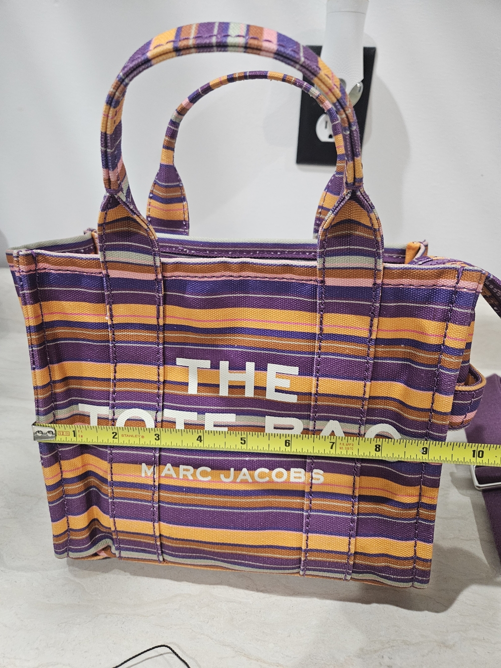 Marc Jacobs The Tote Bag - Purple & Orange Striped Canvas - Picture 9 of 11